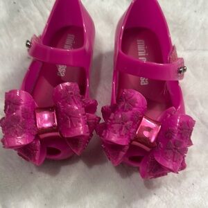 Mini Melissa Pink Dress Shoes with Glitter Bow